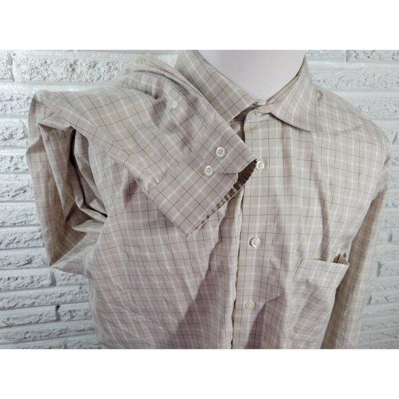 Pronto Uomo Men Shirt 3XLT Long Sleeve Collar Casual Non Iron Beige PLA51XE - Picture 5 of 8